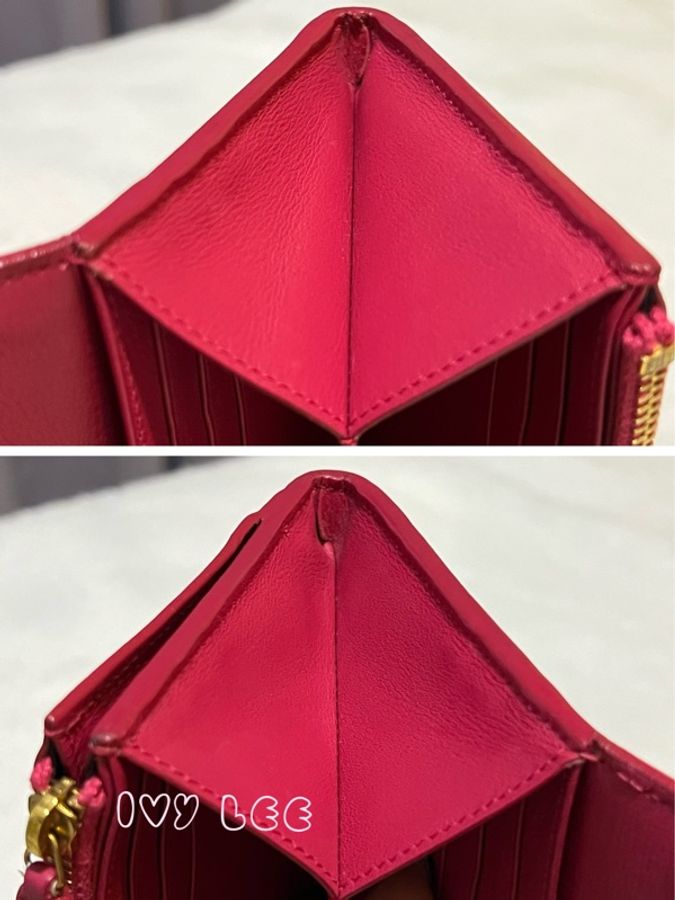 SAINT LAURENT 桃紅色 金字 牛皮長夾 Classic Y Ligne Wallet 513092 二手精品-19