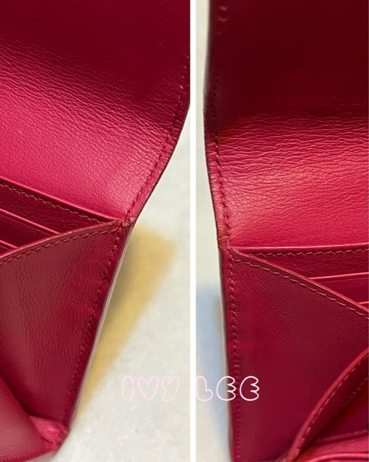 SAINT LAURENT 桃紅色 金字 牛皮長夾 Classic Y Ligne Wallet 513092 二手精品-22