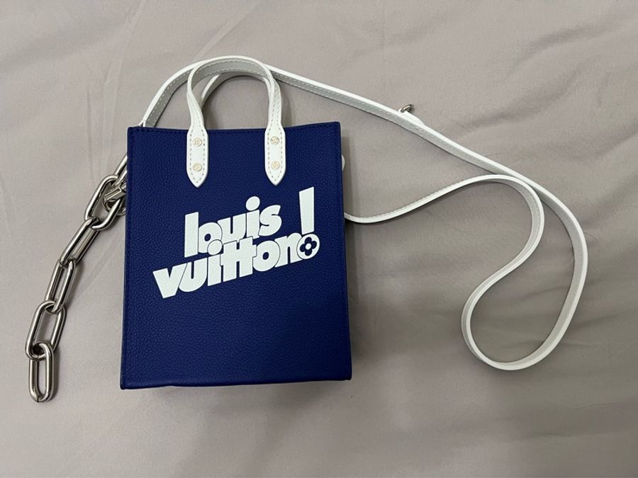 Louis Vuitton SAC PLAT XS路易威登限量琴譜包全皮藍白拼色-5