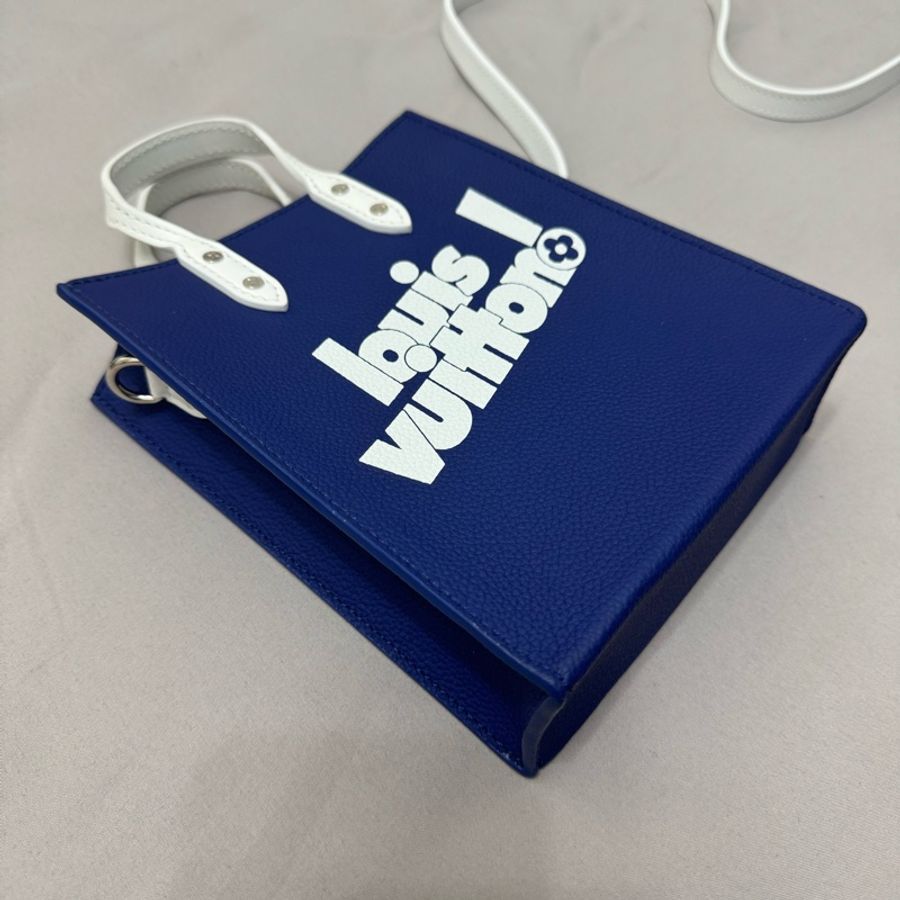 Louis Vuitton SAC PLAT XS路易威登限量琴譜包全皮藍白拼色-6