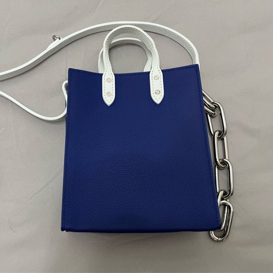 Louis Vuitton SAC PLAT XS路易威登限量琴譜包全皮藍白拼色-7