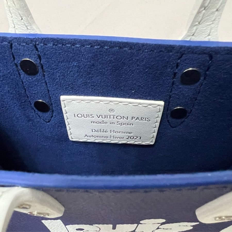 Louis Vuitton SAC PLAT XS路易威登限量琴譜包全皮藍白拼色-9