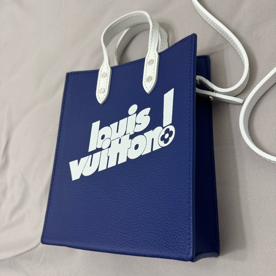 Louis Vuitton SAC PLAT XS路易威登限量琴譜包全皮藍白拼色-10