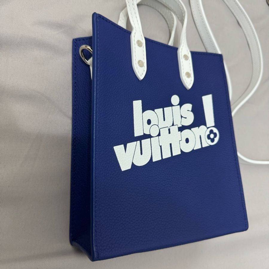 Louis Vuitton SAC PLAT XS路易威登限量琴譜包全皮藍白拼色-11