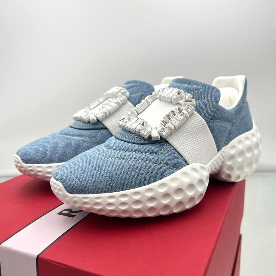 Roger Vivier Viv Run Light 鑽扣牛仔布運動鞋 增高7.5公分 EU 36.5 (tw5403下單)-4