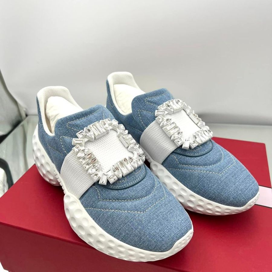 Roger Vivier Viv Run Light 鑽扣牛仔布運動鞋 增高7.5公分 EU 36.5 (tw5403下單)-8