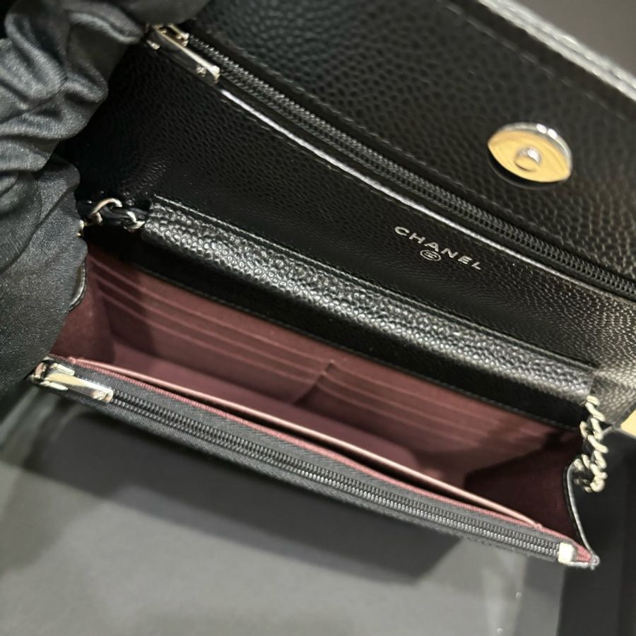 Chanel 經典WOC黑色荔枝牛皮 銀釦-3