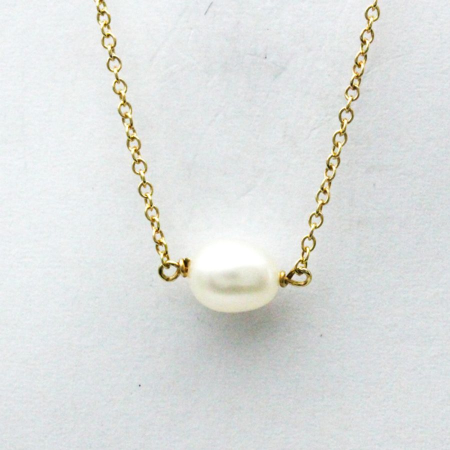 【日本直送】Tiffany By The Yard 7P 珍珠項鍊 黃金(18K)淡水珍珠 男士、女士時尚吊墜項鍊(金色)-1