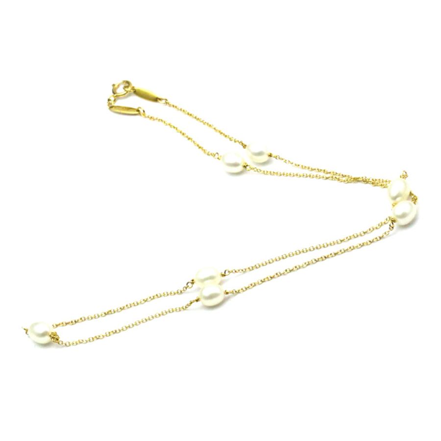 【日本直送】Tiffany By The Yard 7P 珍珠項鍊 黃金(18K)淡水珍珠 男士、女士時尚吊墜項鍊(金色)-9
