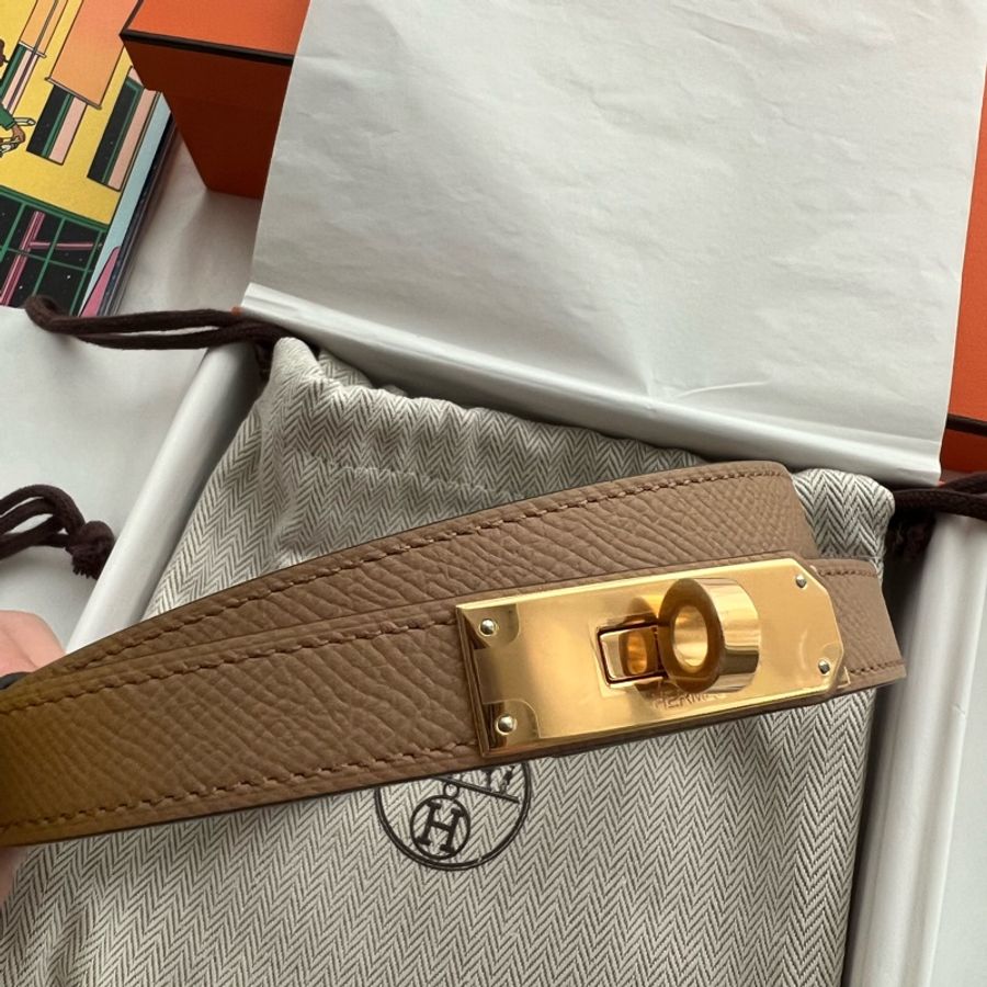 Hermès 全新Kelly 18 pocket 奶茶色搭配黃卡夾包-0
