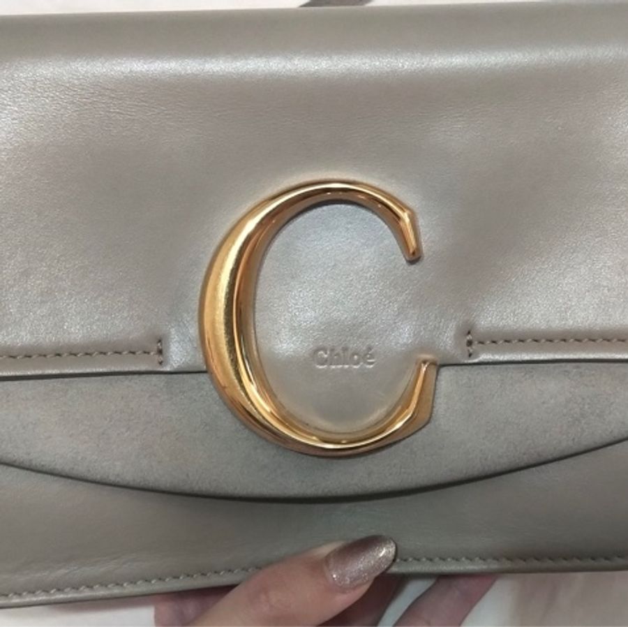 Chloe C clutch bag 大象灰-6