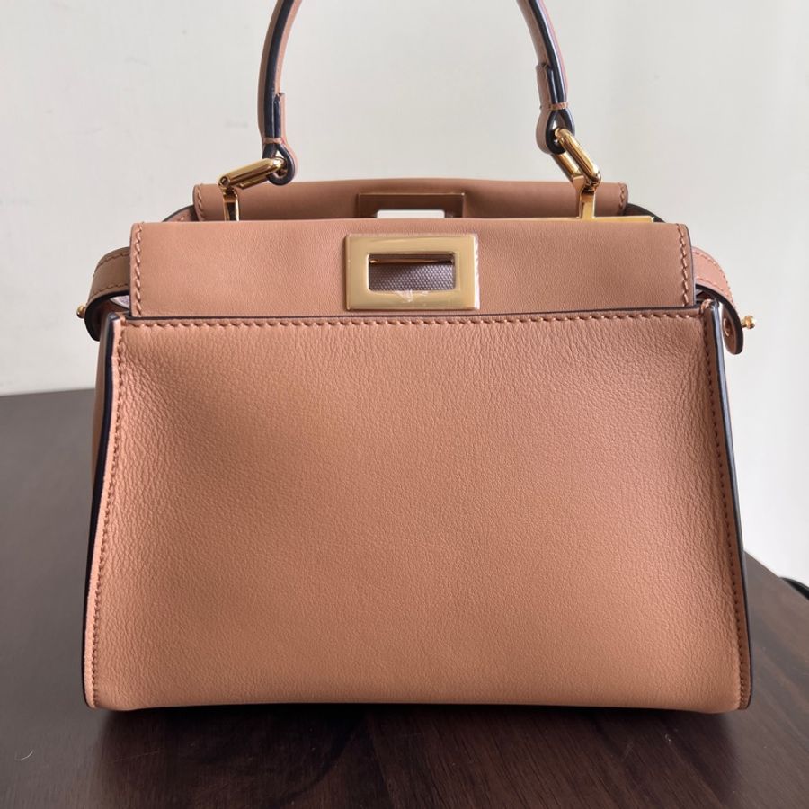 Fendi Peekaboo Calf Leather Mini size - Dark Honey-5
