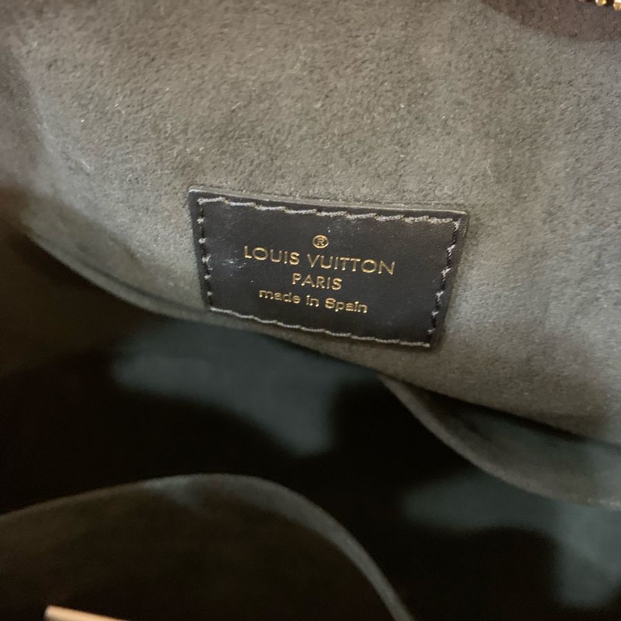 LV TOTE MM拼接皮革拉鍊手提/斜背包 (中黑色)-9