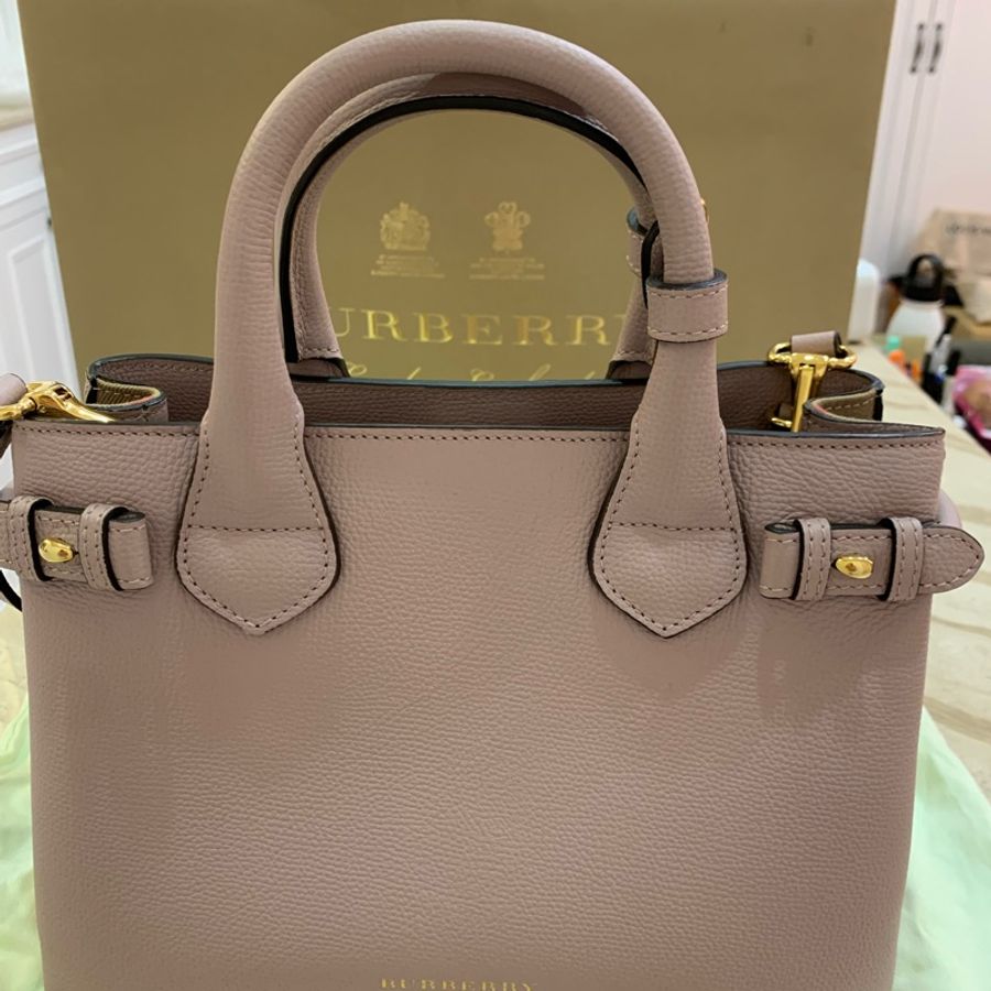 BURBERRY The Baby Banner House 格紋拼接兩用包(迷你/粉色)-0
