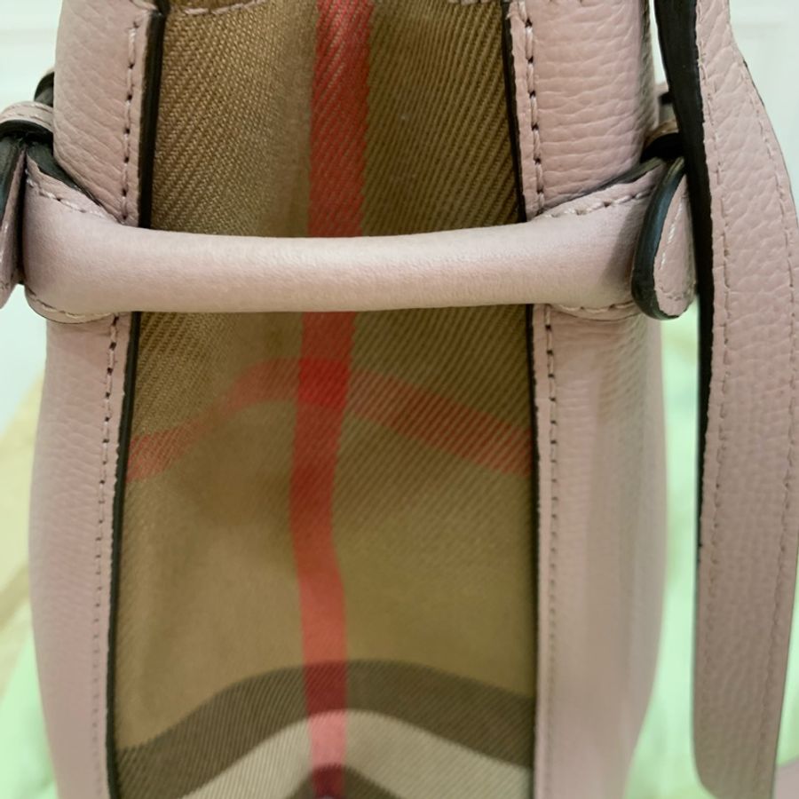 BURBERRY The Baby Banner House 格紋拼接兩用包(迷你/粉色)-1
