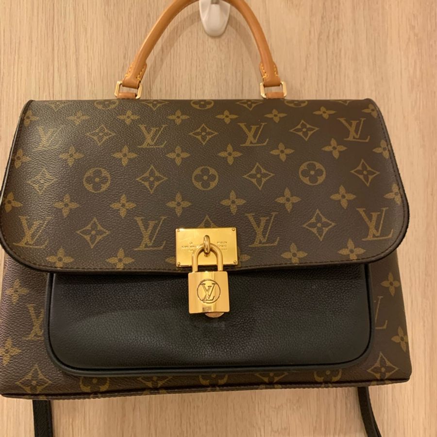 LV M44259 字紋 鎖頭 掀蓋 手提 斜背 兩用包-6
