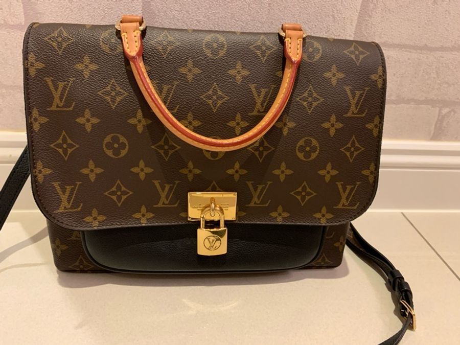 LV M44259 字紋 鎖頭 掀蓋 手提 斜背 兩用包-7