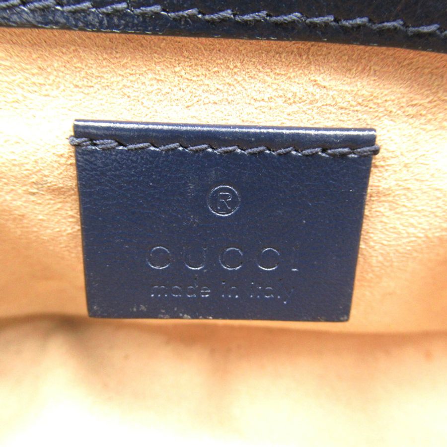 【日本直送】GUCCI GG Marmont 迷你鏈單肩包 574969 小牛皮(牛皮)白色海軍藍二手女式-6
