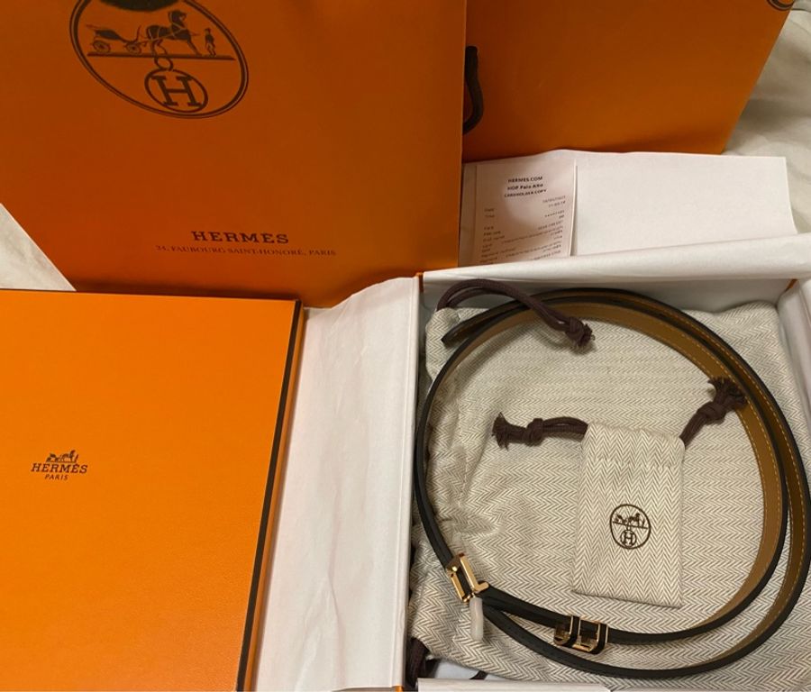 《購自專櫃》全新Hermes Pop H 15腰帶(黑色玫瑰金釦)-17