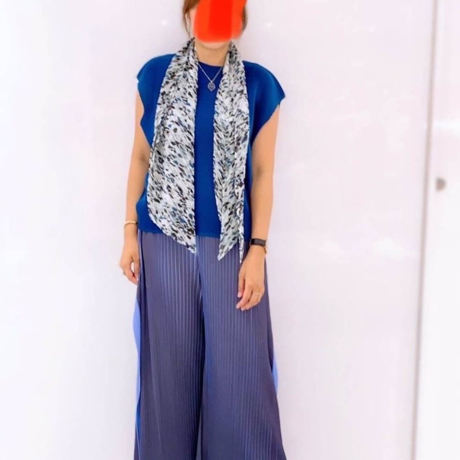 三宅一生 issey miyake me pleats please 藍色綠色舞曲a-poc 雙面都可穿搭 兩面用 圖騰 上衣 短袖t 尺寸3號-0