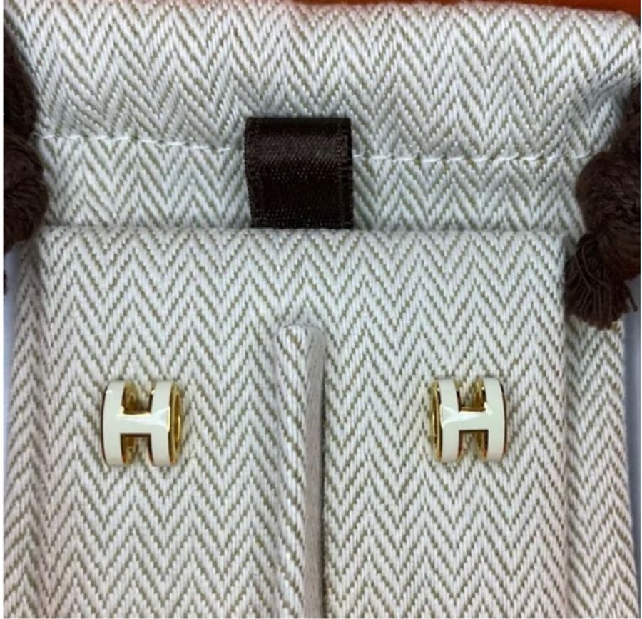 Hermes Mini Pop H Earrings 玫瑰金 白 耳環 預訂貨品-1