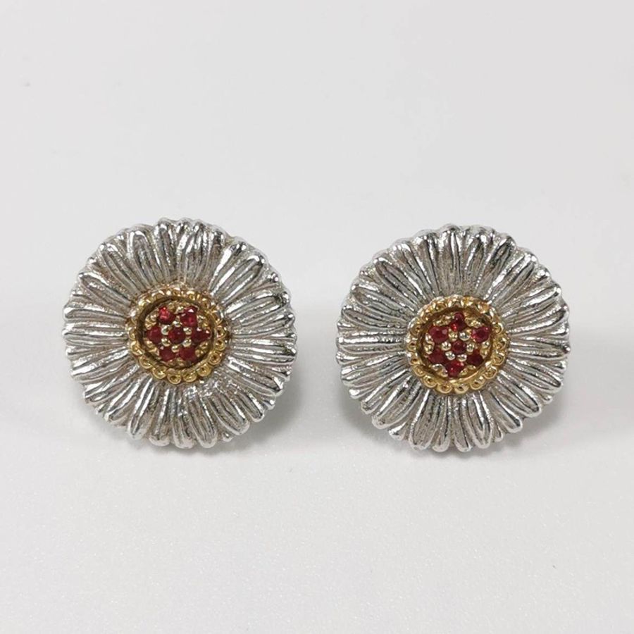 Buccellati Blossoms銀質寶石雛菊造型耳環-2