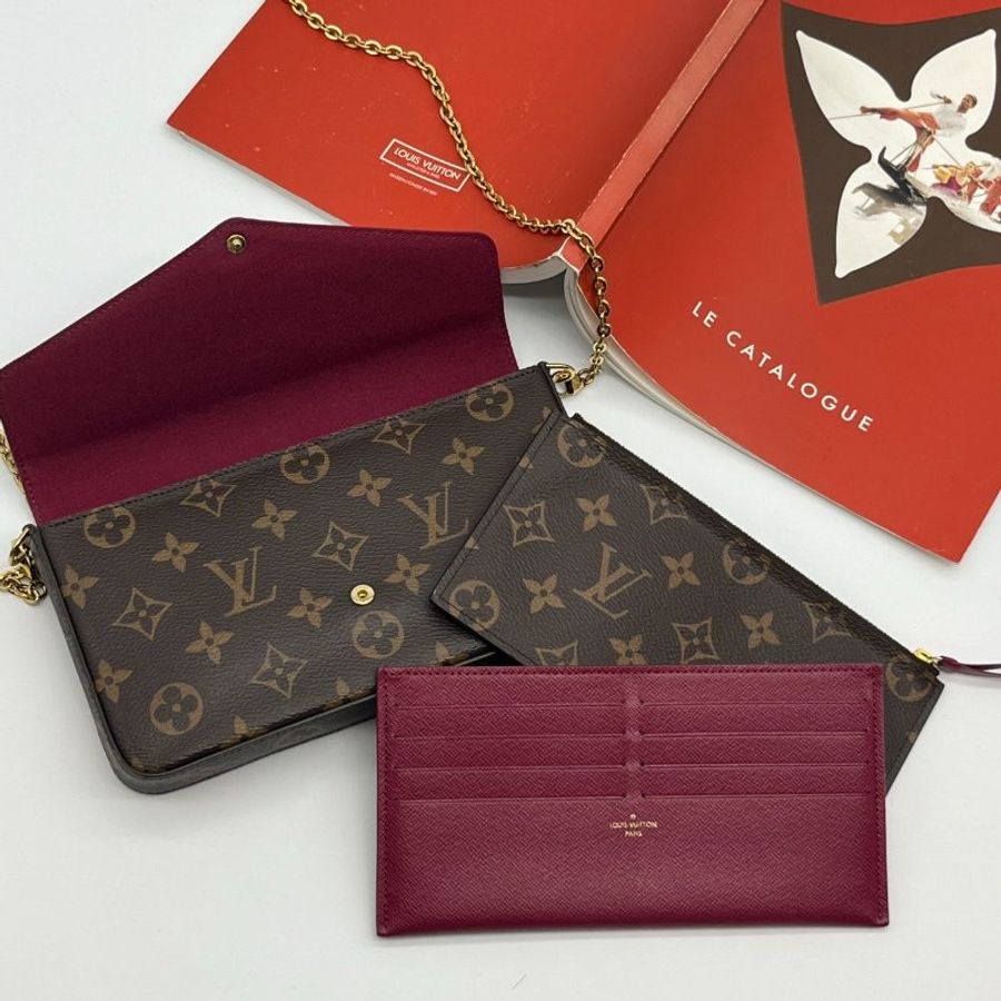 Louis Vuitton LV 老花字紋三合一鍊包/斜背包/手拿包/肩背包-8