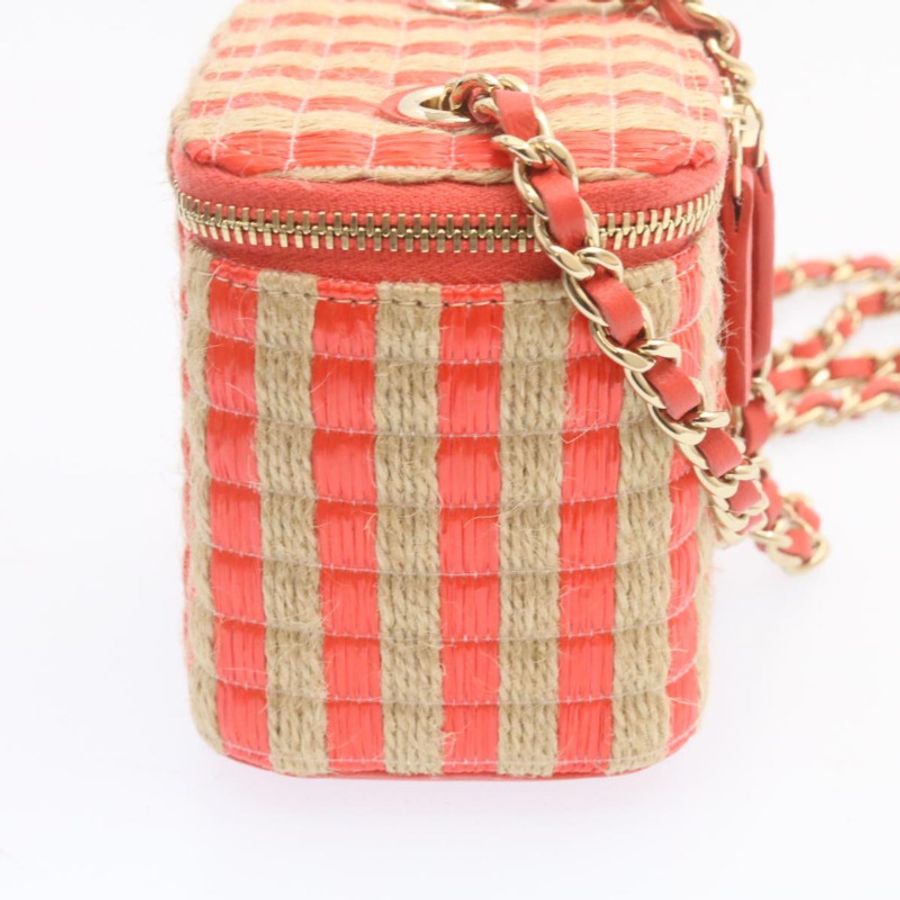 【日本直送】香奈兒 (CHANEL) 化妝鏈肩包 麻粉色 CC Auth knn023-3