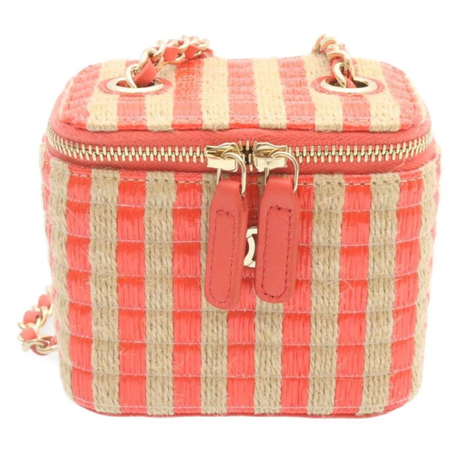 【日本直送】香奈兒 (CHANEL) 化妝鏈肩包 麻粉色 CC Auth knn023-12
