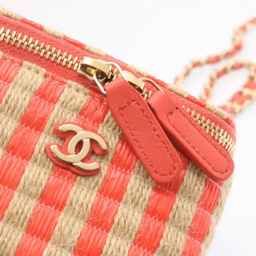 【日本直送】香奈兒 (CHANEL) 化妝鏈肩包 麻粉色 CC Auth knn023-16