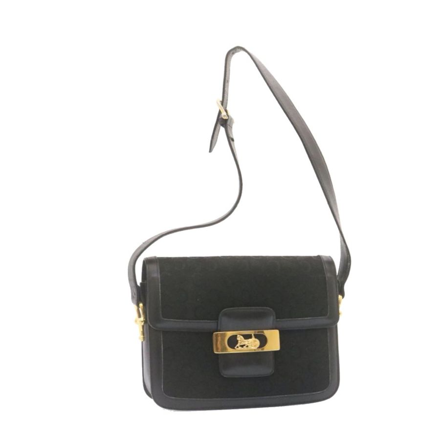 【日本直送】CELINE C Macadam 馬車圖案肩包帆布黑色金色正品 am1471g-0
