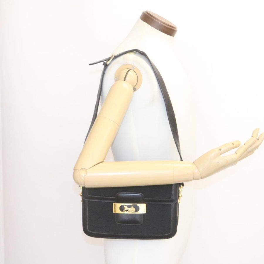 【日本直送】CELINE C Macadam 馬車圖案肩包帆布黑色金色正品 am1471g-11