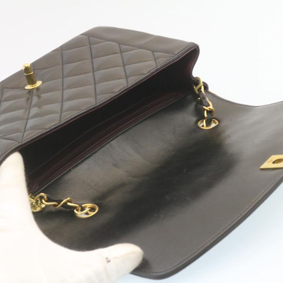 【日本直送】香奈兒 (CHANEL) 鏈條旋轉鎖扣 Diana Matelasse 羊皮單肩包 黑色 正品 knn076-8