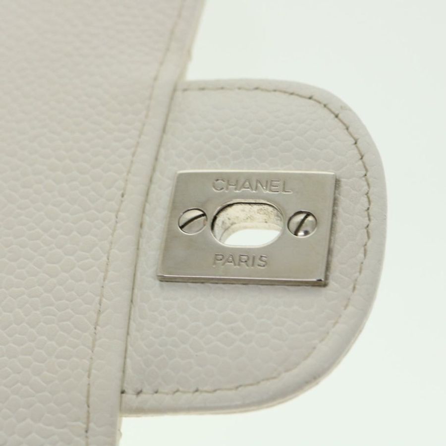 【日本直送】香奈兒 (CHANEL) Matelasse 雙蓋鏈條肩背包 魚子醬紋 白色 CC Auth knn085-20