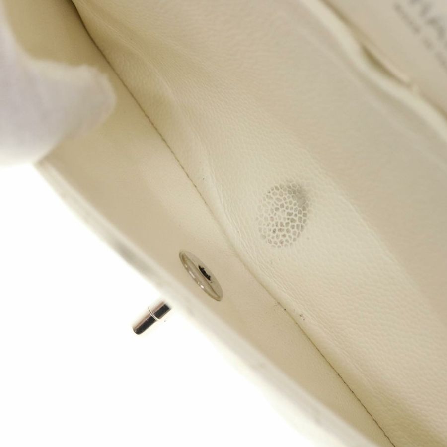 【日本直送】香奈兒 (CHANEL) Matelasse 雙蓋鏈條肩背包 魚子醬紋 白色 CC Auth knn085-27