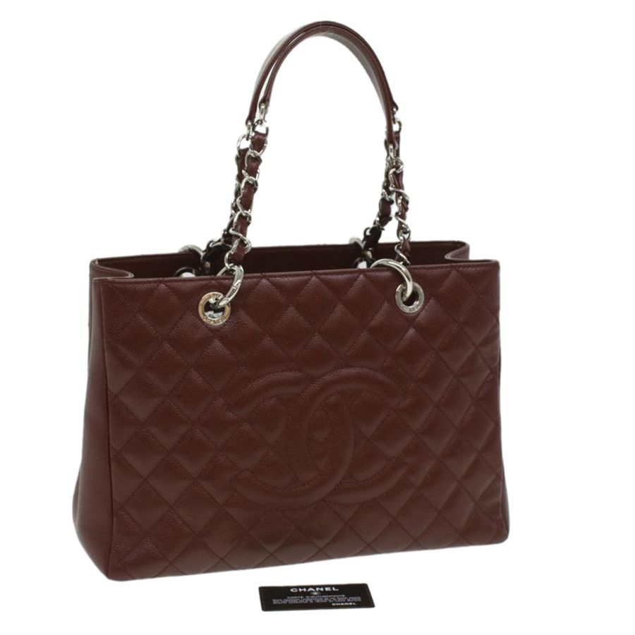 【日本直送】CHANEL GST 鏈條手提包魚子醬膚色酒紅色 CC 正品 lt729-0
