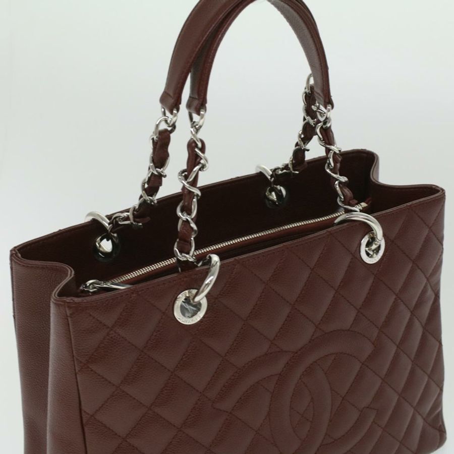 【日本直送】CHANEL GST 鏈條手提包魚子醬膚色酒紅色 CC 正品 lt729-5