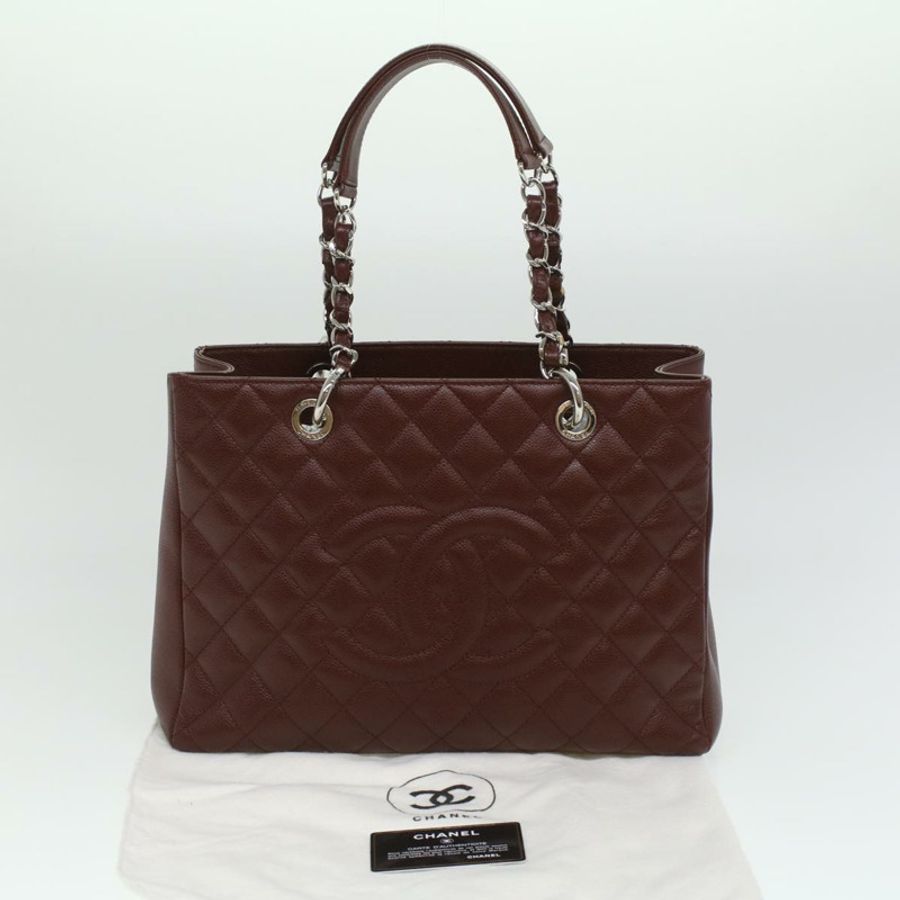 【日本直送】CHANEL GST 鏈條手提包魚子醬膚色酒紅色 CC 正品 lt729-11
