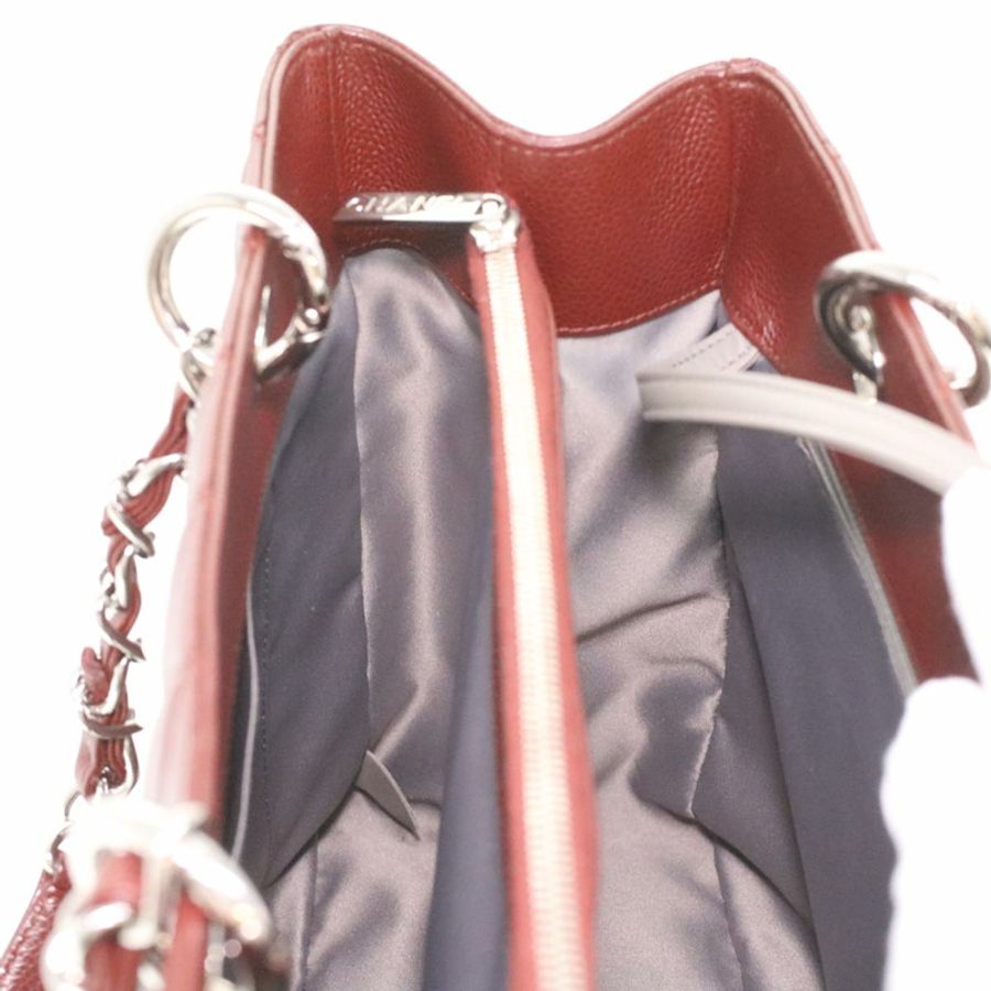 【日本直送】CHANEL GST 鏈條手提包魚子醬膚色酒紅色 CC 正品 lt729-20