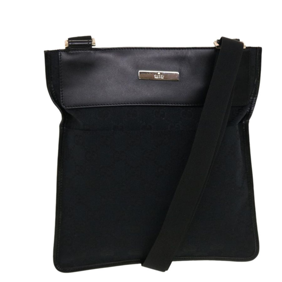【日本直送】GUCCI GG帆布平底肩背包 黑色 0348 正品 ki2992-0