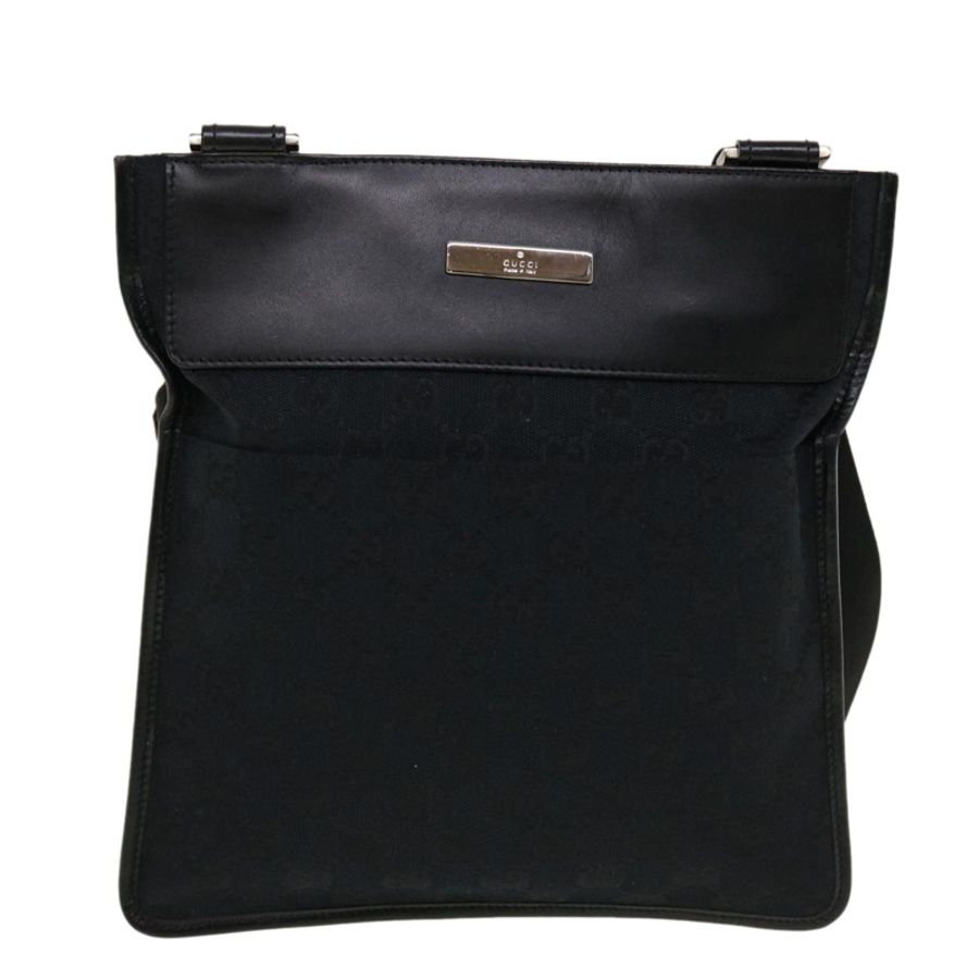 【日本直送】GUCCI GG帆布平底肩背包 黑色 0348 正品 ki2992-12