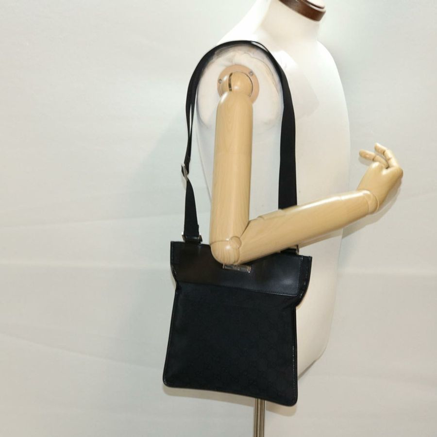 【日本直送】GUCCI GG帆布平底肩背包 黑色 0348 正品 ki2992-22