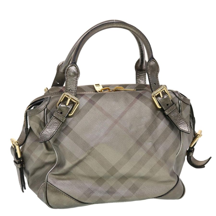 【日本直送】BURBERRY Nova 格紋單肩包 皮革 銀色 Auth am4544-0