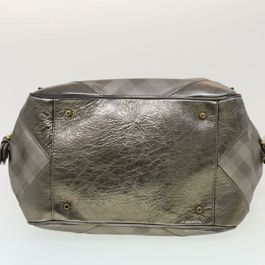 【日本直送】BURBERRY Nova 格紋單肩包 皮革 銀色 Auth am4544-4