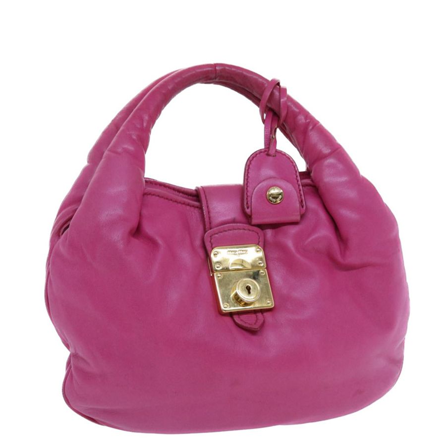 【日本直送】Miu Miu 手提包 皮革 粉紅色 金色 正品 am4820-0