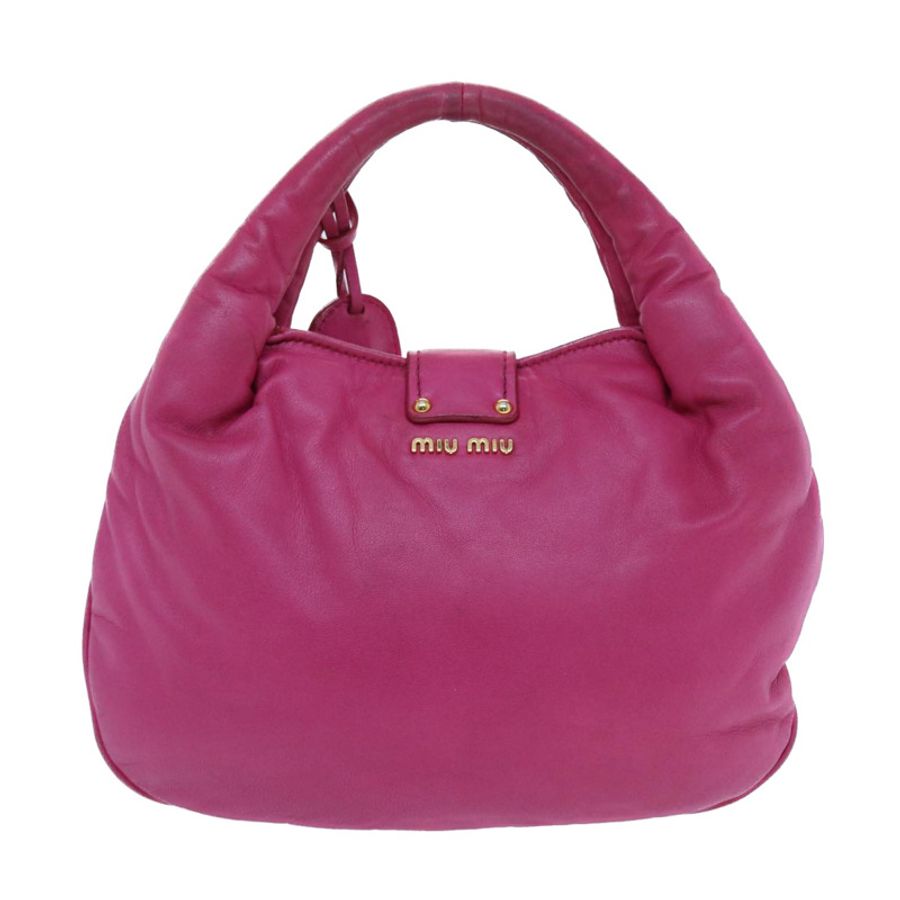 【日本直送】Miu Miu 手提包 皮革 粉紅色 金色 正品 am4820-1