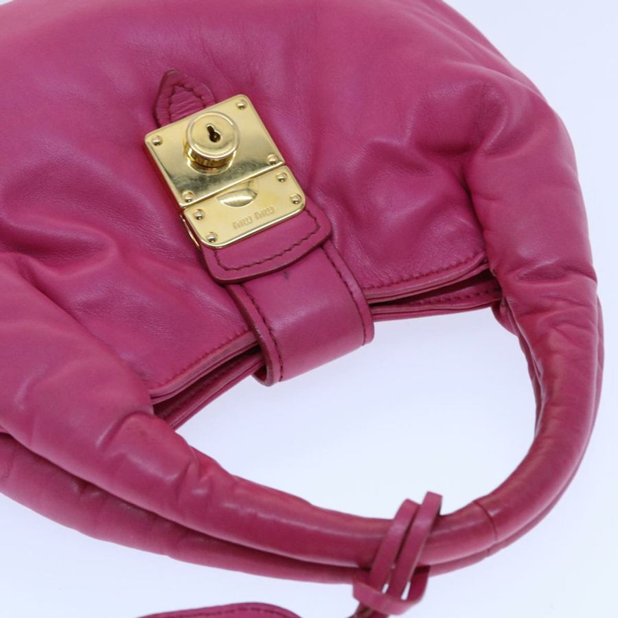 【日本直送】Miu Miu 手提包 皮革 粉紅色 金色 正品 am4820-5