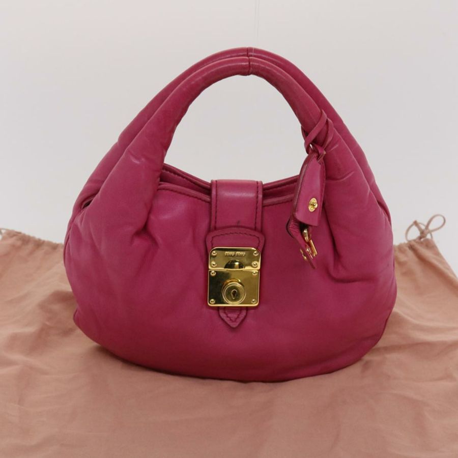 【日本直送】Miu Miu 手提包 皮革 粉紅色 金色 正品 am4820-11