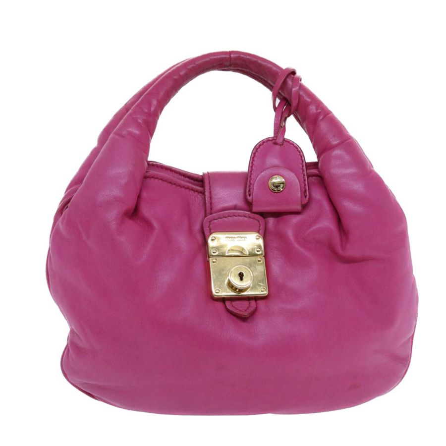 【日本直送】Miu Miu 手提包 皮革 粉紅色 金色 正品 am4820-12