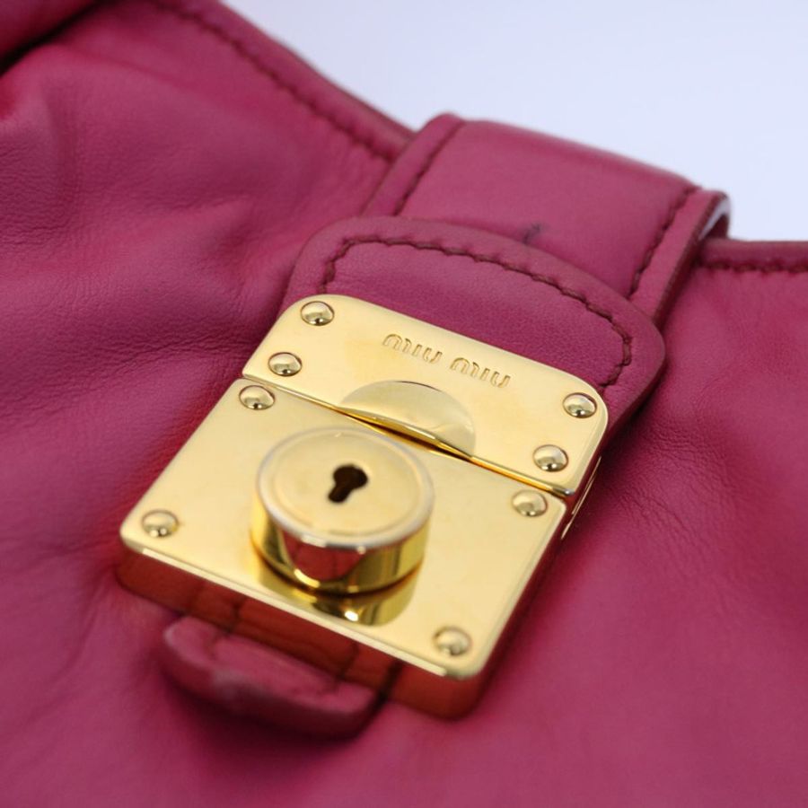 【日本直送】Miu Miu 手提包 皮革 粉紅色 金色 正品 am4820-17